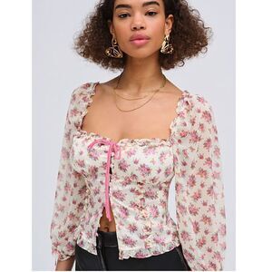 For Love & Lemons Etienne Floral Top Size Large